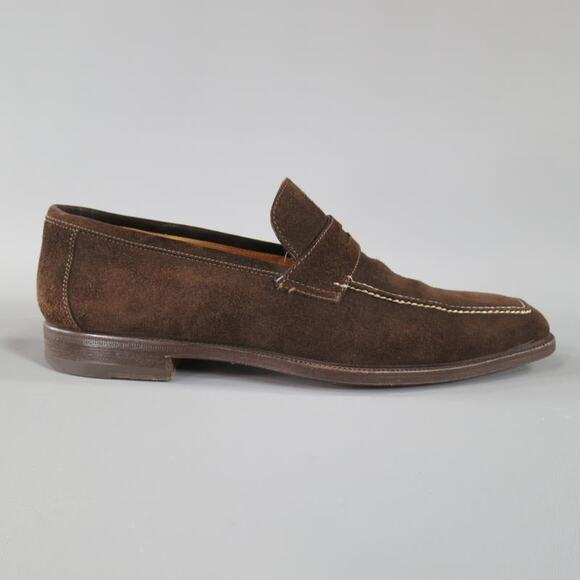 SUTOR MANTELLASSI Size 8 Brown Suede Penny Loafers - Picture 1 of 1